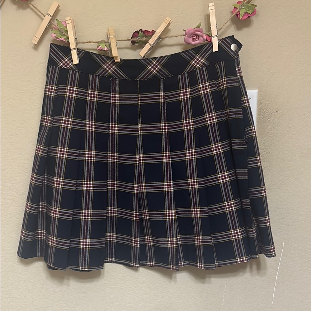 H&M Blue and White Mini Skater Skirt